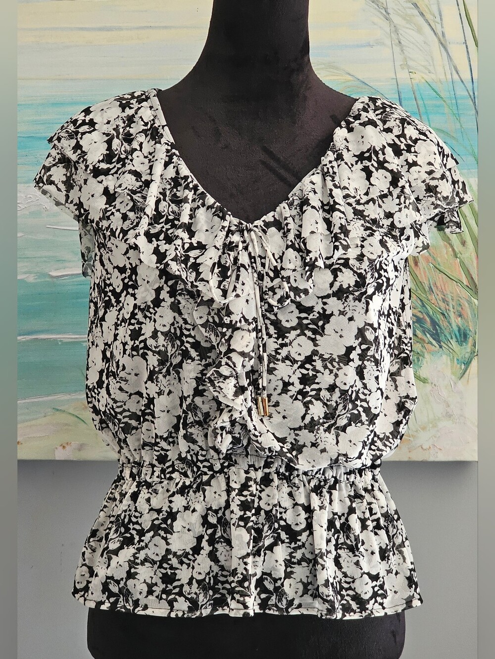 WHBM Mesh Peplum Top